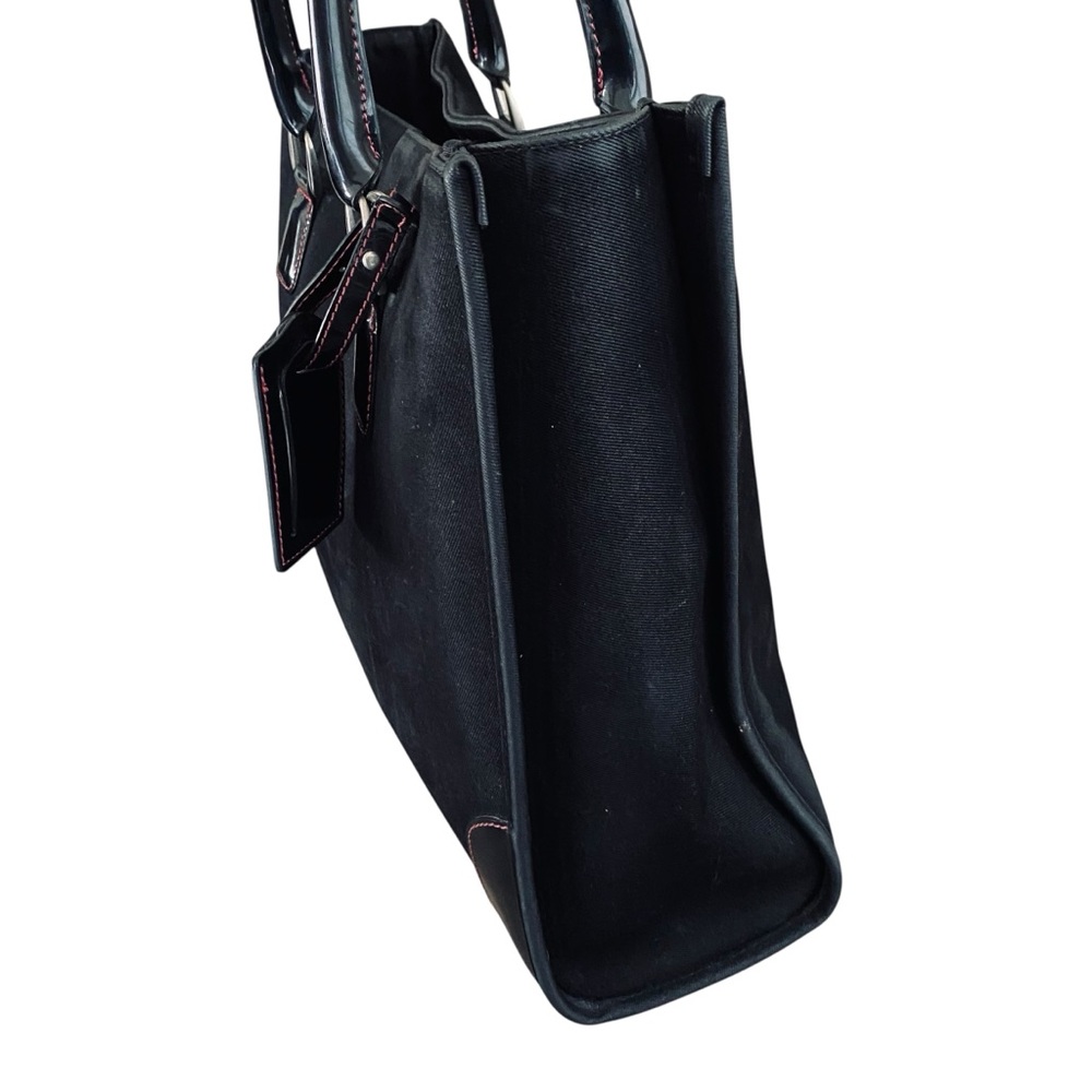 Diane Von Furstenberg X Badanco Luggage Large Black Canvas Patent Leather‎ Tote - Picture 6 of 15